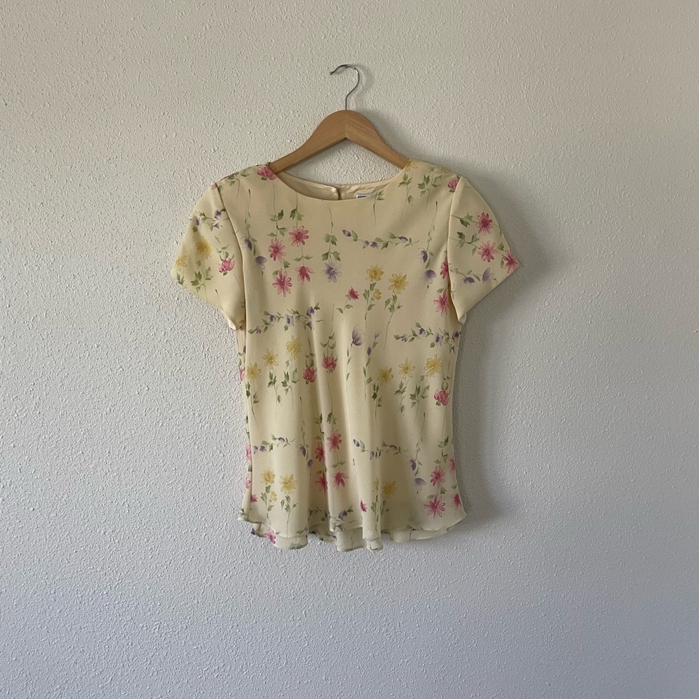 Jessica Howard Pastel Yellow Floral Blouse